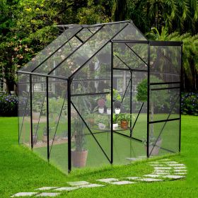 6X6FT-BLACK Polycarbonate Greenhouse Raised Base and Anchor Aluminum Heavy Duty Walk-in Greenhouses for Outdoor Backyard in All Season (W540S0000
