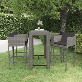 Garden Bar Set Gray, Dark Gray PE rattan, steel Medium Footrest